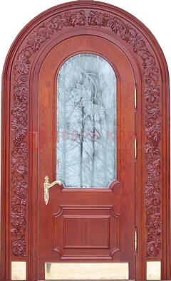 Толстая металлическая арочная дверь со стеклом ДА-20 в Челябинске