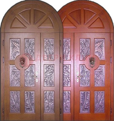Металлическая арочная дверь со стеклом ДА-28 в коттедж в Всеволожске