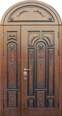 Арочная железная дверь с виноритом и узором ДА-36 в Всеволожске
