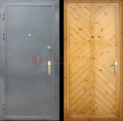 Серая металлическая дверь с евровагонкой ДЕ-12 в Всеволожске