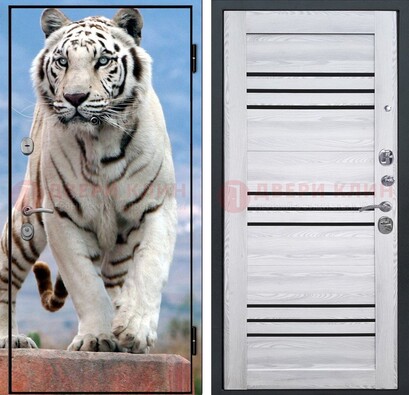 Стальная дверь с фотопечатью тигра ДФ-12 в Всеволожске
