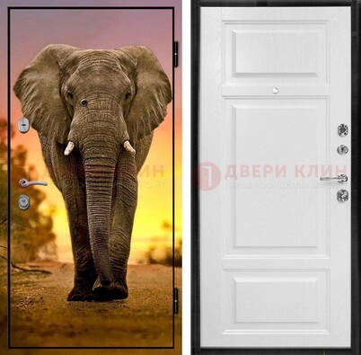 Металлическая дверь с фотопечатью слона ДФ-30 в Брянске