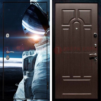 Стальная дверь с фотопечатью космонавта ДФ-4 в Всеволожске