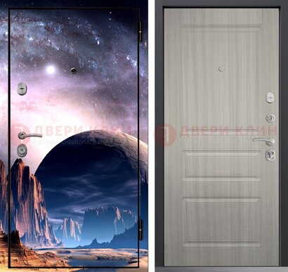 Железная дверь с фотопечатью космоса и планеты ДФ-50 в Всеволожске