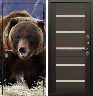 Железная дверь с фотопечатью медведя ДФ-7 в Всеволожске