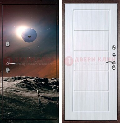Стальная дверь с фотопечатью планет ДФ-8 в Всеволожске