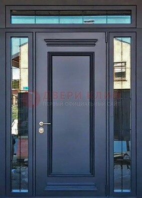 Черная металлическая дверь с фрамугой и филенкой ДФГ-19 в Всеволожске