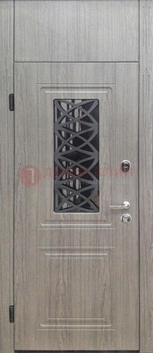 Металлическая дверь Винорит стекло и ковка с фрамугой ДФГ-33 в Всеволожске