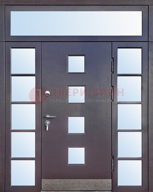 Современная железная дверь со стеклом и фрамугами ДФГ-4 в Всеволожске