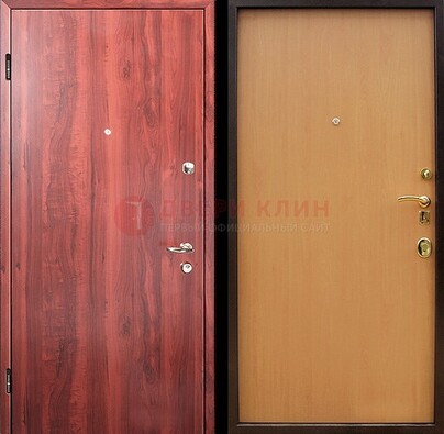 Красная железная дверь с ламинатом ДЛ-3 в Всеволожске