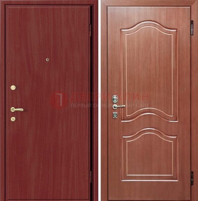 Красная металлическая дверь с ламинатом МДФ внутри ДЛ-8 в Всеволожске