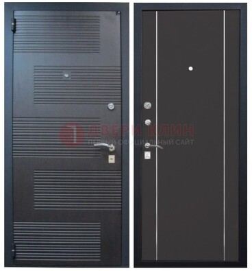 Темная металлическая дверь с МДФ ДМ-105 в деревянный дом в Всеволожске
