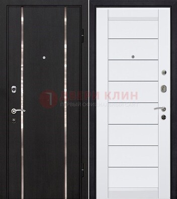 Черная входная дверь с МДФ и декоративными вставками ДМ-143 в Всеволожске