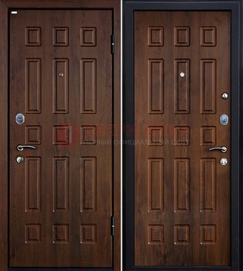 Коричневая металлическая дверь с МДФ ДМ-156 для квартиры в Всеволожске
