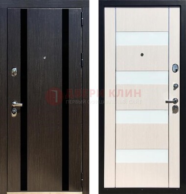 Черная железная дверь с МДФ и декоративными вставками ДМ-157 в Всеволожске