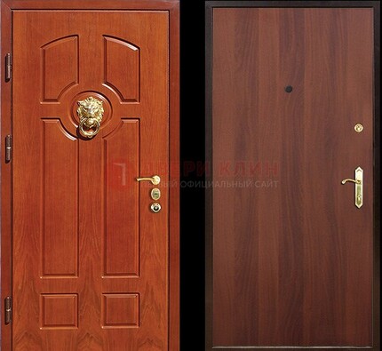 Оранжевая стальная дверь с МДФ ламинат внутри ДМ-18 в квартиру в Всеволожске