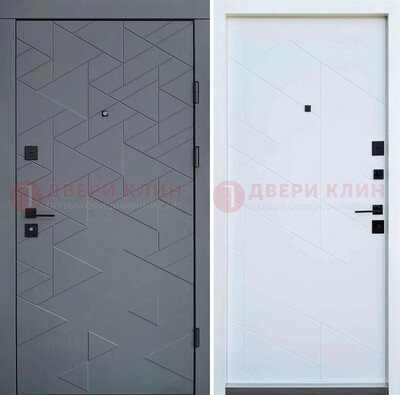 Серая металлическая дверь МДФ с узором  ДМ-224 в Всеволожске