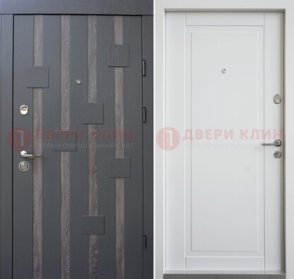 Черная металлическая дверь c МДФ и стеклом ДМ-231 в Всеволожске
