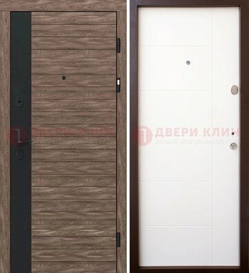 Коричневая входная дверь с черной вставкой МДФ ДМ-239 в Всеволожске