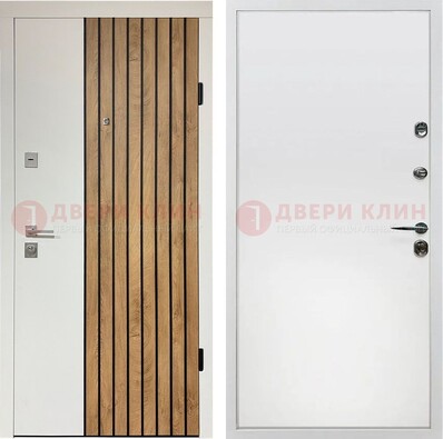 Белая с коричневой вставкой филенчатая дверь МДФ ДМ-278 в Всеволожске