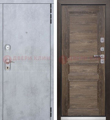 Серая металлическая дверь с МДФ коричневого цвета ДМ-304 Кириши