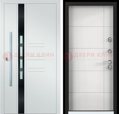 Металлическая дверь в белом цвете с МДФ ДМ-323 в Всеволожске