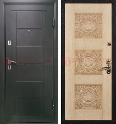 Темная железная дверь с МДФ в квартиру ДМ-344 в Всеволожске