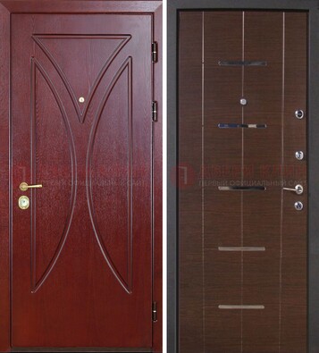 Темно-красная железная дверь с МДФ ДМ-370 в Всеволожске
