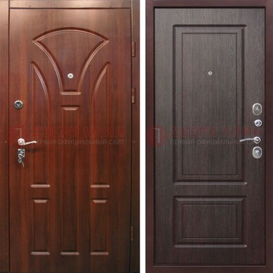 Темная железная дверь с коричневыми МДФ ДМ-376 в Всеволожске