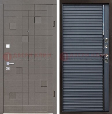 Темная стальная дверь с панелями МДФ хайтек ДМ-467 в Всеволожске