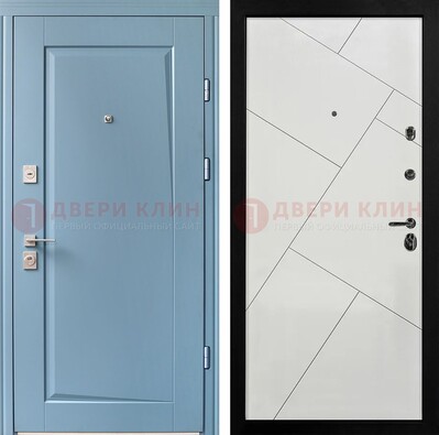 Синяя железная дверь с МДФ панелями ДМ-491 в Всеволожске