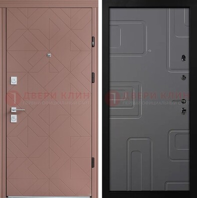 Красная стальная дверь в квартиру с МДФ хайтек ДМ-493 в Перми