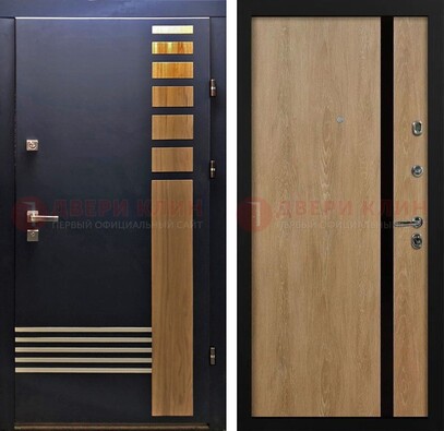 Черная металлическая дверь с МДФ хайтек ДМ-513 в Всеволожске