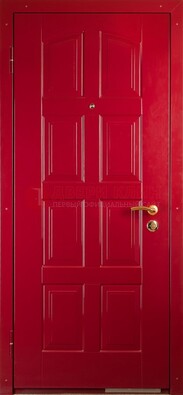 Красная стальная дверь с МДФ с рисунком ДМ-94 в квартиру в Всеволожске