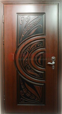 Коричневая стальная дверь с массивом дуба с рисунком ДМД-16 в Всеволожске