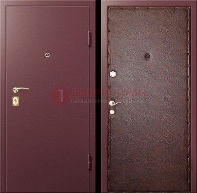 Бордовая железная дверь с нитроэмалью ДН-1 в Всеволожске