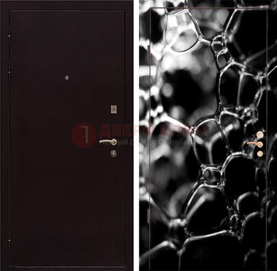 Черная стальная дверь с порошковым окрасом с фотопечатью ДП-158 в Всеволожске