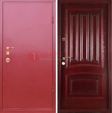 Красная металлическая дверь с порошковым напылением ДП-165 в Всеволожске
