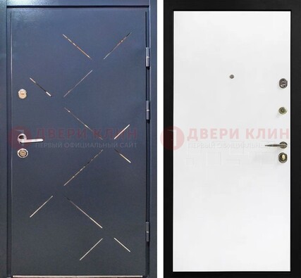 Синеватая дверь с порошковым напылением и зеркальными вставками ДП-208 в Всеволожске