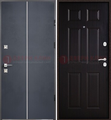 Железная дверь с порошковым покрытием и отделкой Темный орех внутри ДП-211 в Всеволожске