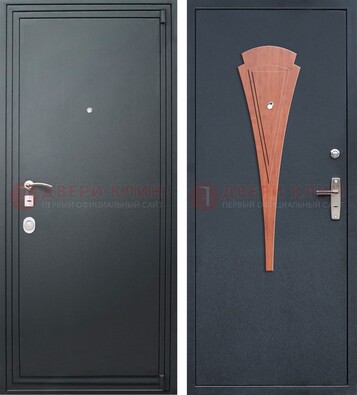 Черная железная дверь с порошковым покрытием и накладкой МДФ внутри ДП-245 в Всеволожске