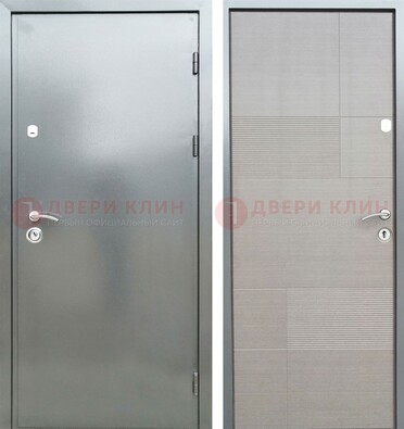 Металлическая серая дверь с порошковым покрытием и серым МДФ внутри ДП-250 в Всеволожске