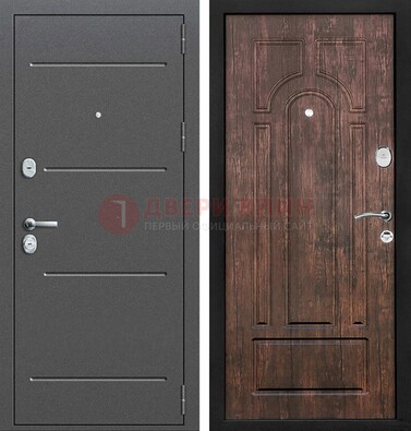 Железная дверь Антик серебро с порошковым напылением и МДФ Тисненый орех ДП-260 в Всеволожске