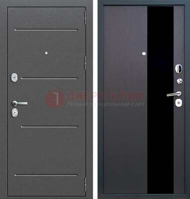 Серая металлическая дверь с порошковым напылением и МДФ со стеклом ДП-262 в Всеволожске
