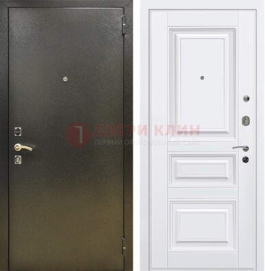 Железная темно-серая дверь с порошковым напылением и белой МДФ ДП-274 в Всеволожске