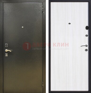 Стальная темно-серая дверь с порошковой отделкой и МДФ Белый ясень ДП-279 в Всеволожске