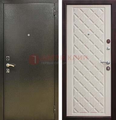 Темно-серая железная дверь с порошковым покрытием и филенчатой МДФ ДП-289 в Всеволожске