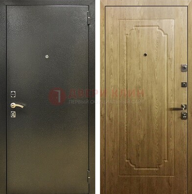 Темно-серая входная дверь с порошковым покрытием и МДФ Золотой дуб ДП-291 в Всеволожске
