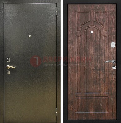Темно-серая металлическая дверь с порошковым покрытием и МДФ коричневая ДП-292 в Всеволожске