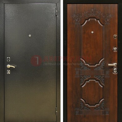 Входная дверь Темное серебро с порошковым покрытием и МДФ с узором ДП-293 в Всеволожске